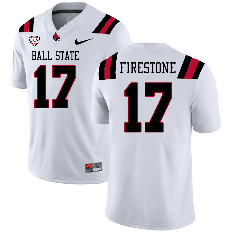 Ball State Cardinals #17 Trey Firestone College Football Jerseys Stitched-White